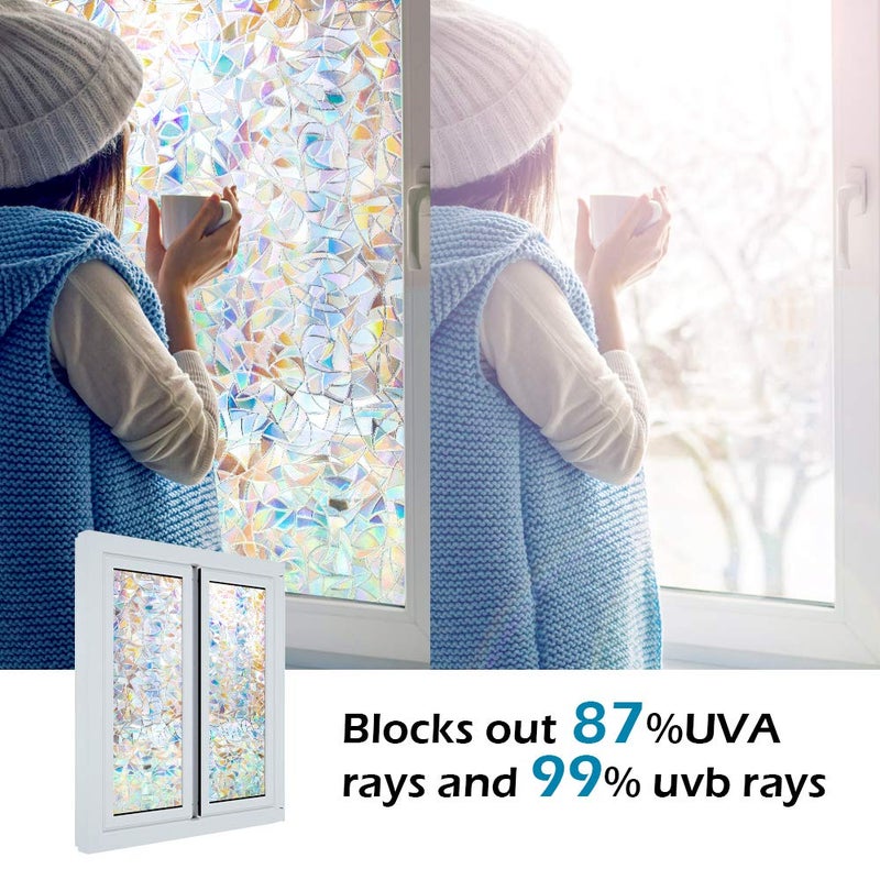 typumpkin Window Privacy Film, Rainbow Clings, 3D DecorativeVinyl, Stained Glass Decals, Static Cling Window Sticker Removable Non-Adhesive UV Blocking (17.5" x 78.7") - Image 5